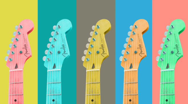 colorful guitar headstock for musical creatives